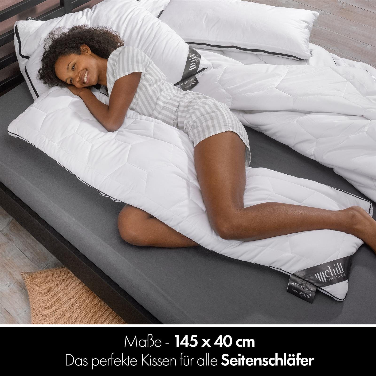 chill SLEEPLONGER Seitenschläferkissen Chill Seitenschläferkissen 40x145cm, 1-tlg., Vegan, atmungsaktiv & waschbar