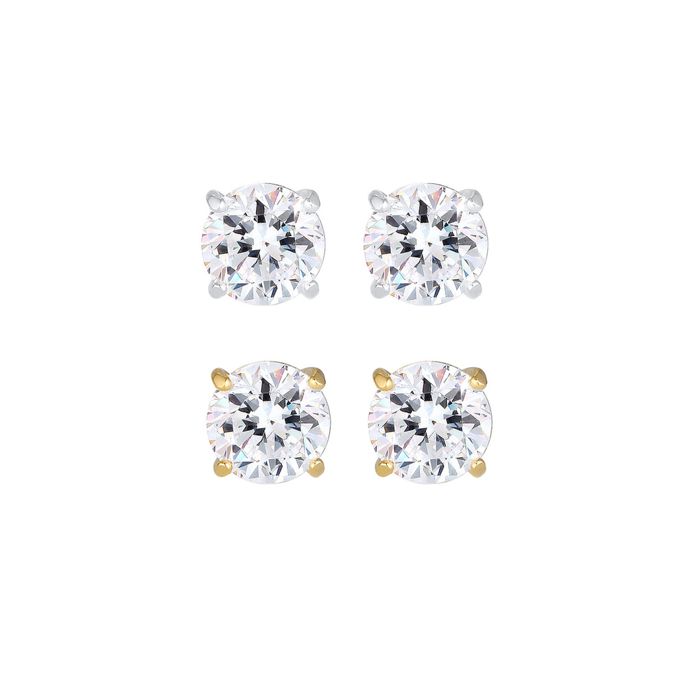 Elli Elli Boucles d'Oreilles Set avec des Cristaux Minimal Bi-Couleur Clous d'Oreille  Boucles d'oreilles