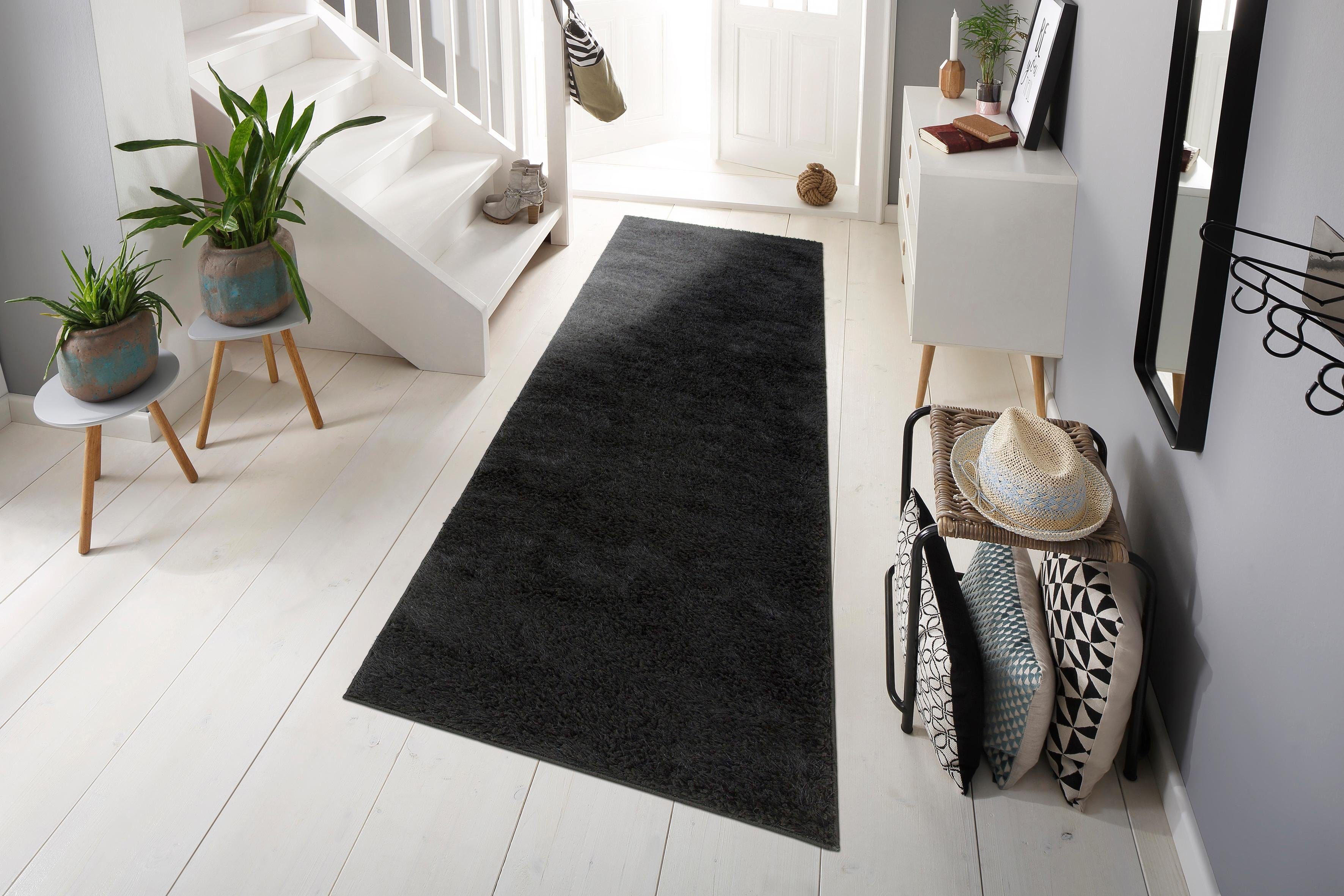 Hochflor-Läufer Mikro Soft Ideal, my home, rechteckig, Höhe: 30 mm, Läufer, Mikrofaser, extra flauschig, Teppichläufer, Brücke, gewebt