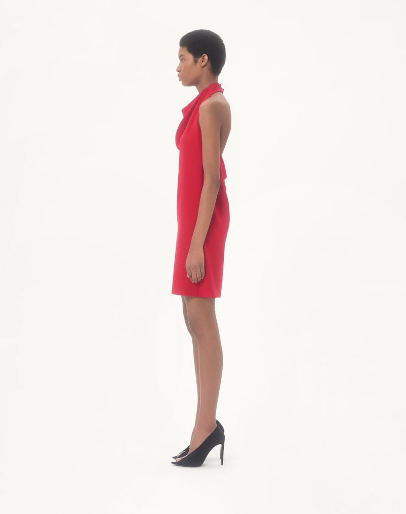 Vestido curto de alta costura em cady
