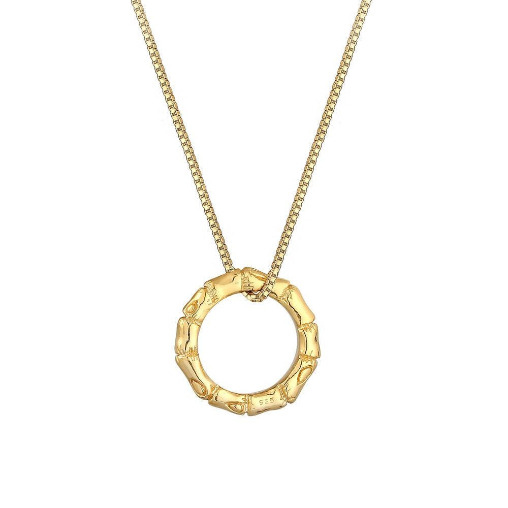 Elli Elli Collier Bambou Cercle Pendentif Organique Collier Femme - (925/1000) Argent  Bijoux