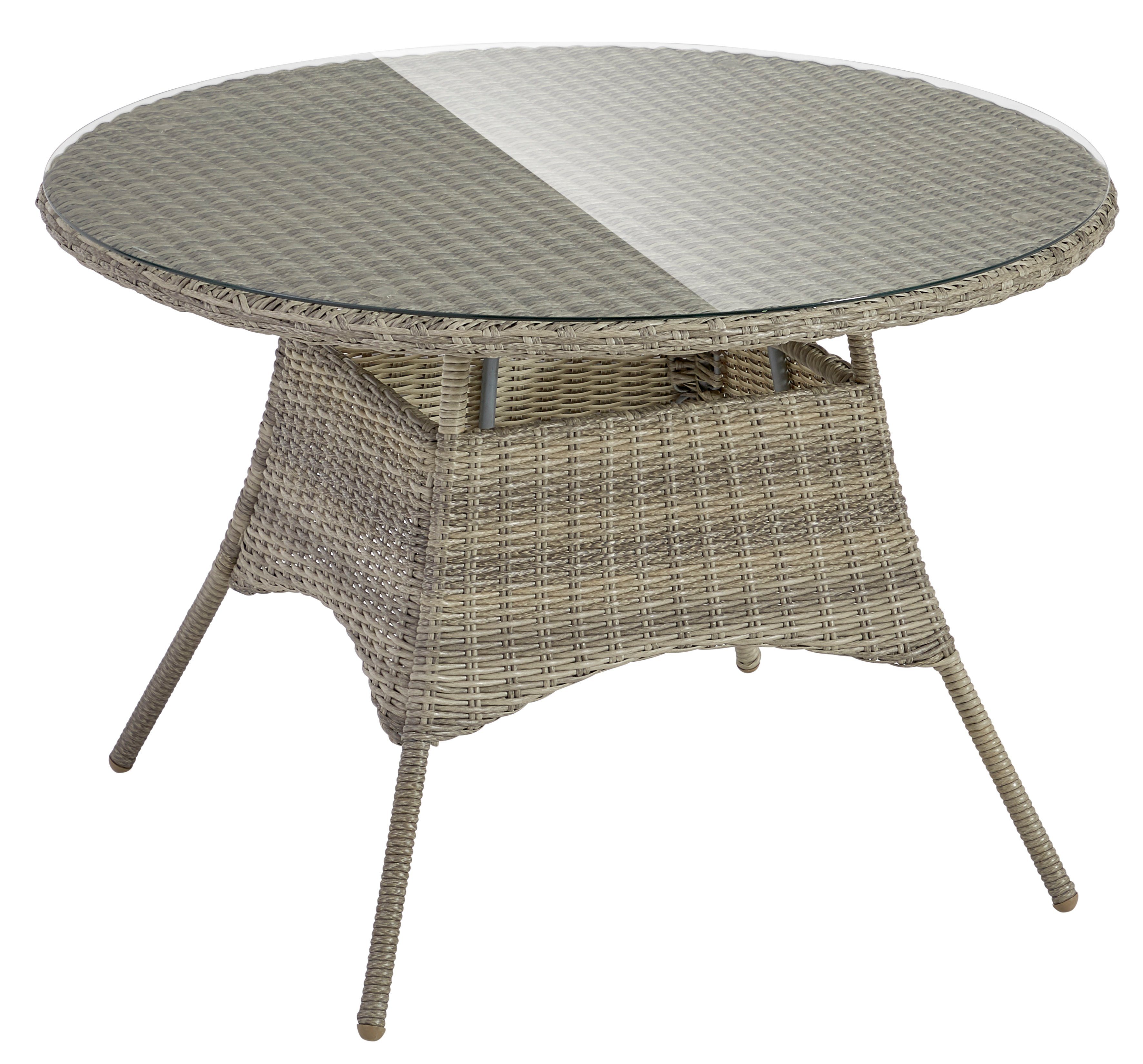 KONIFERA Garten-Essgruppe Venedig, (Set, 5-tlg., 4x Sessel, 1x Tisch Ø120 cm, Alu, Polyrattan), inkl. Auflagen