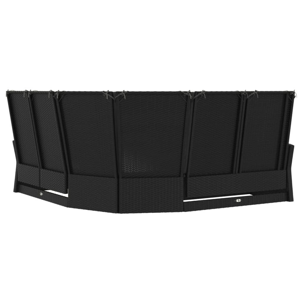 vidaXL Sitzkissen Ecksofa mit Liegefunktion und Kissen Schwarz Poly Rattan