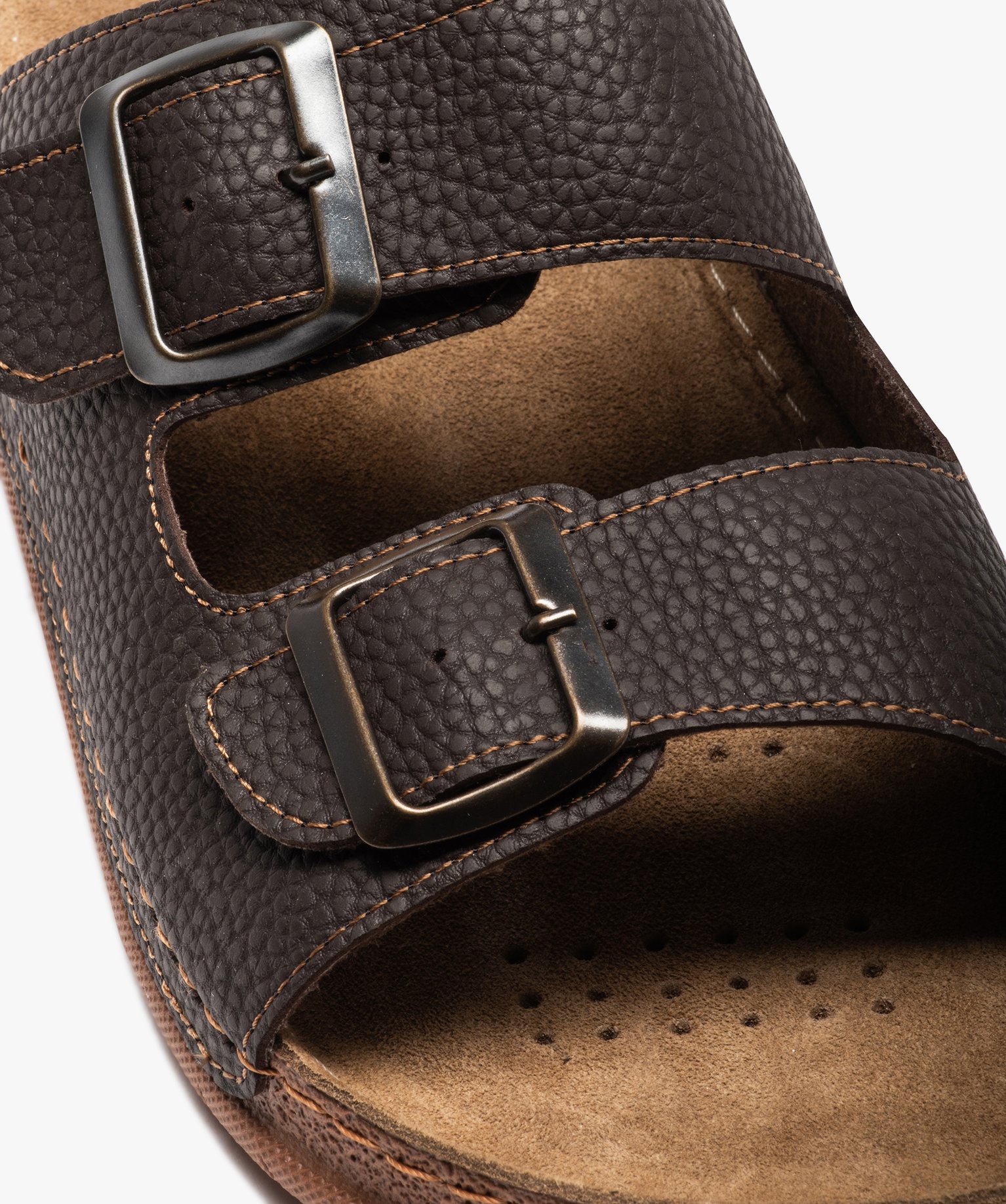 Sandales homme confort avec brides à boucles marron | GEMO