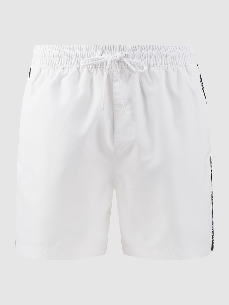 Badehose mit Logo-Streifen in weiß