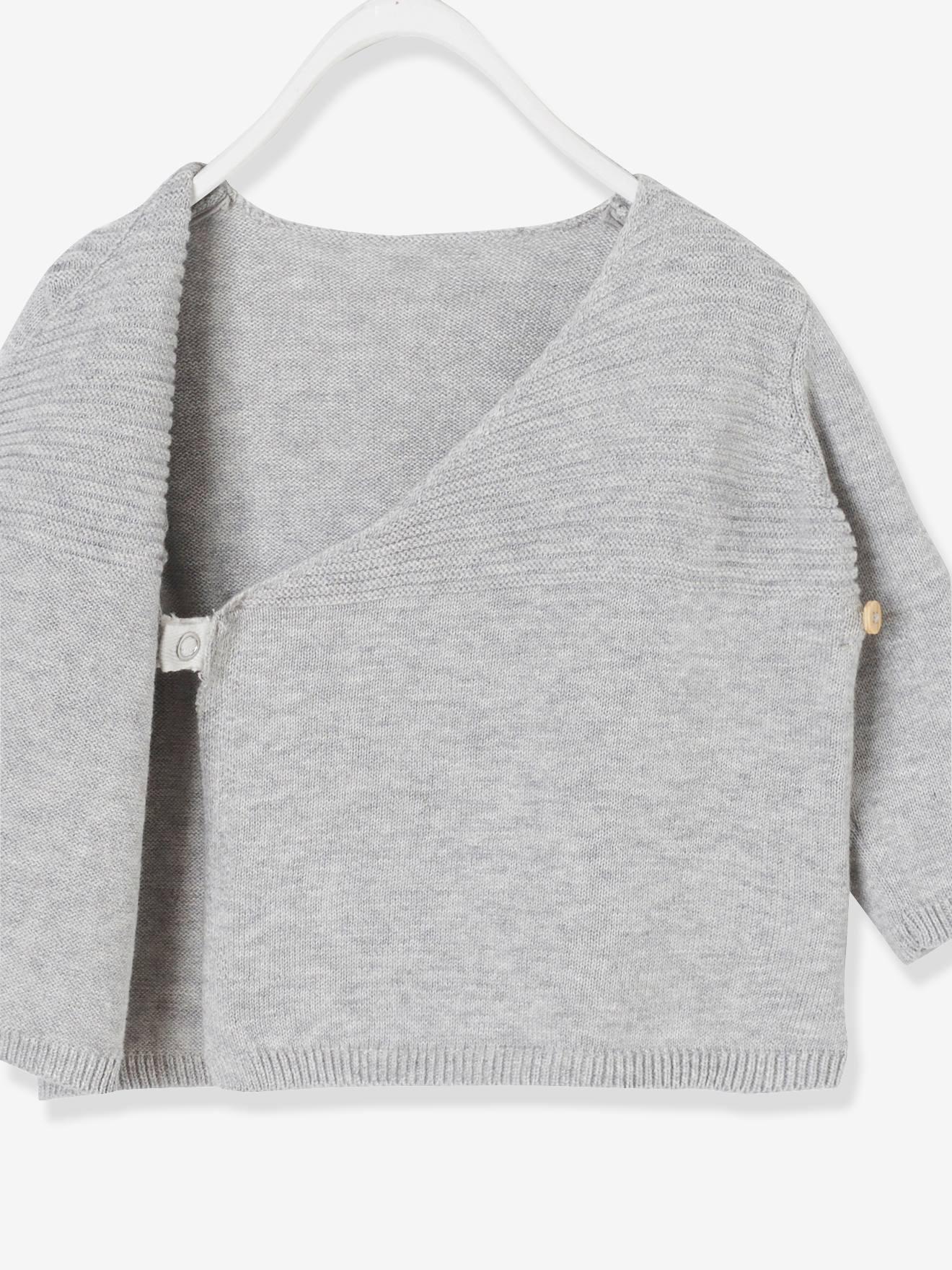 Brassière bébé naissance en tricot de coton bio bleu jean