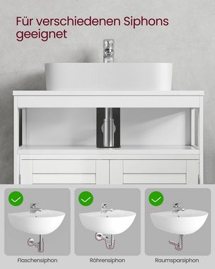 VASAGLE Waschbeckenunterschrank mit Lamellentüren, 2 Fächer, 30 x 60 x 60 cm