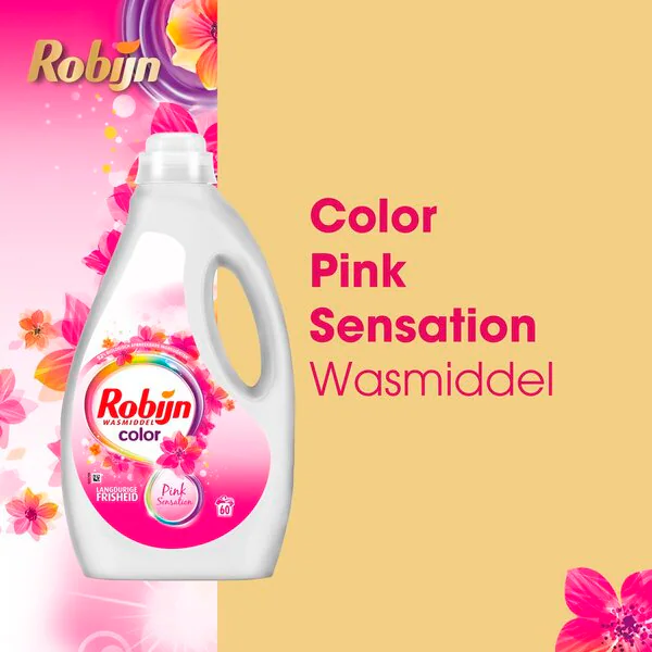 Robijn Color Pink Sensation tekutý prací prostriedok 3L, 60 praní