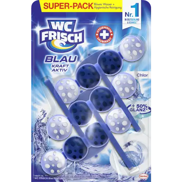 WC Reiniger Blau Kraft-Aktiv Duftspüler Chlor, Super-Pack