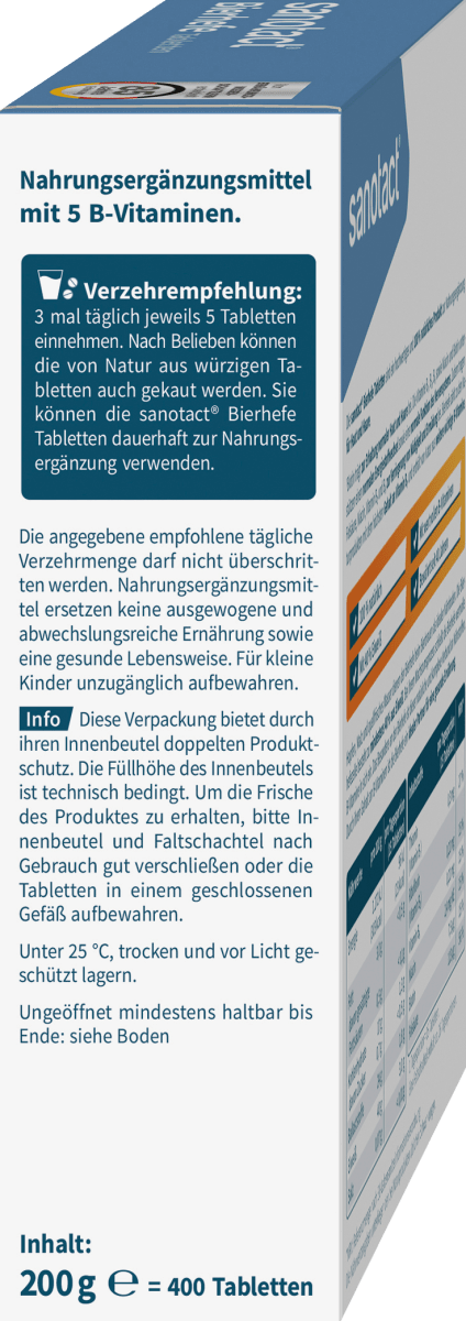 Bierhefe Tabletten 400 St., 200 g