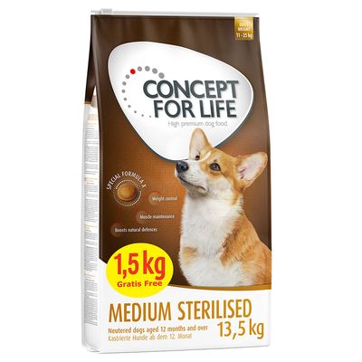 12 + 1,5 kg gratis! 13,5 kg Concept for Life für Hunde im Bonusbag