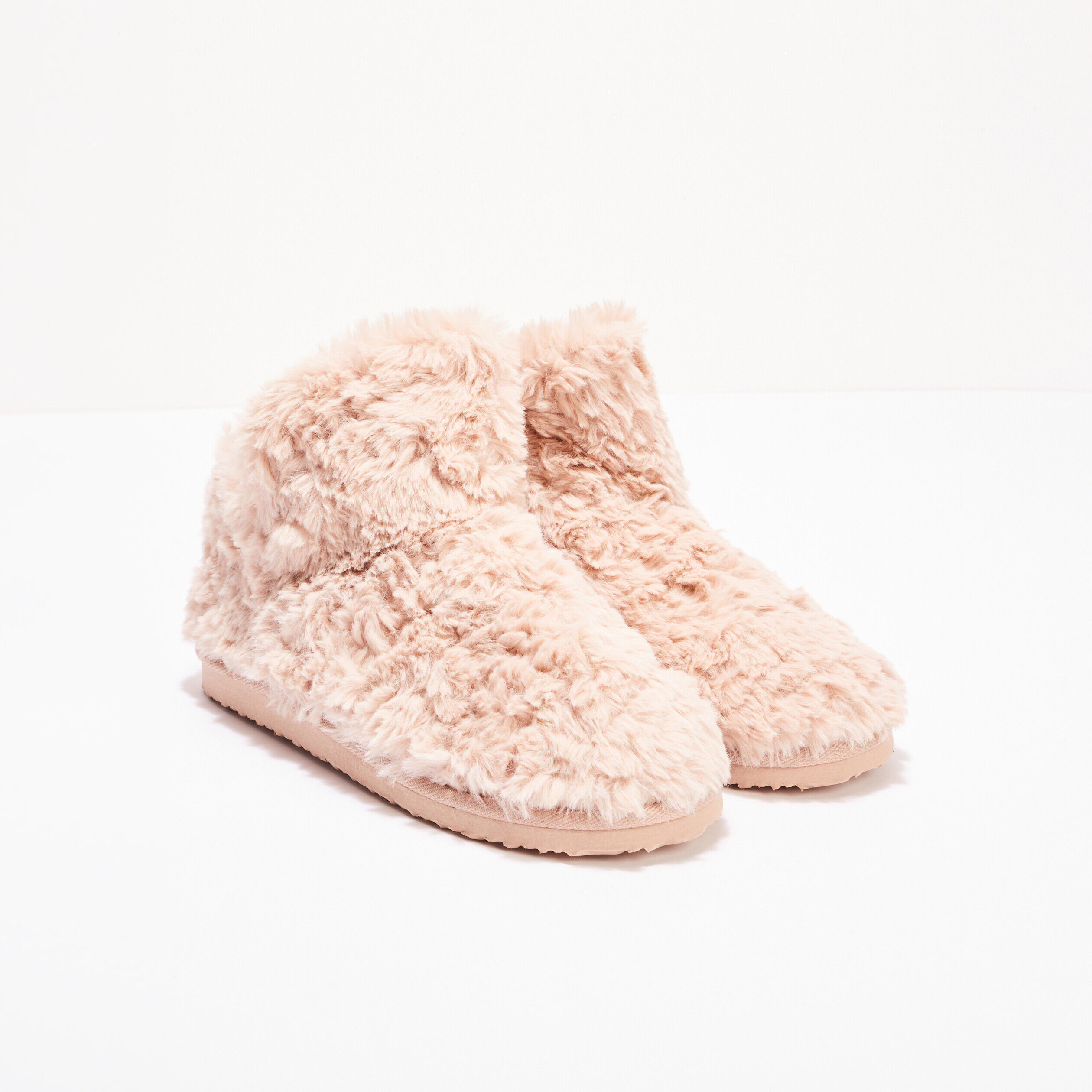 Chaussons bottines fourrure sable femme | Cache Cache