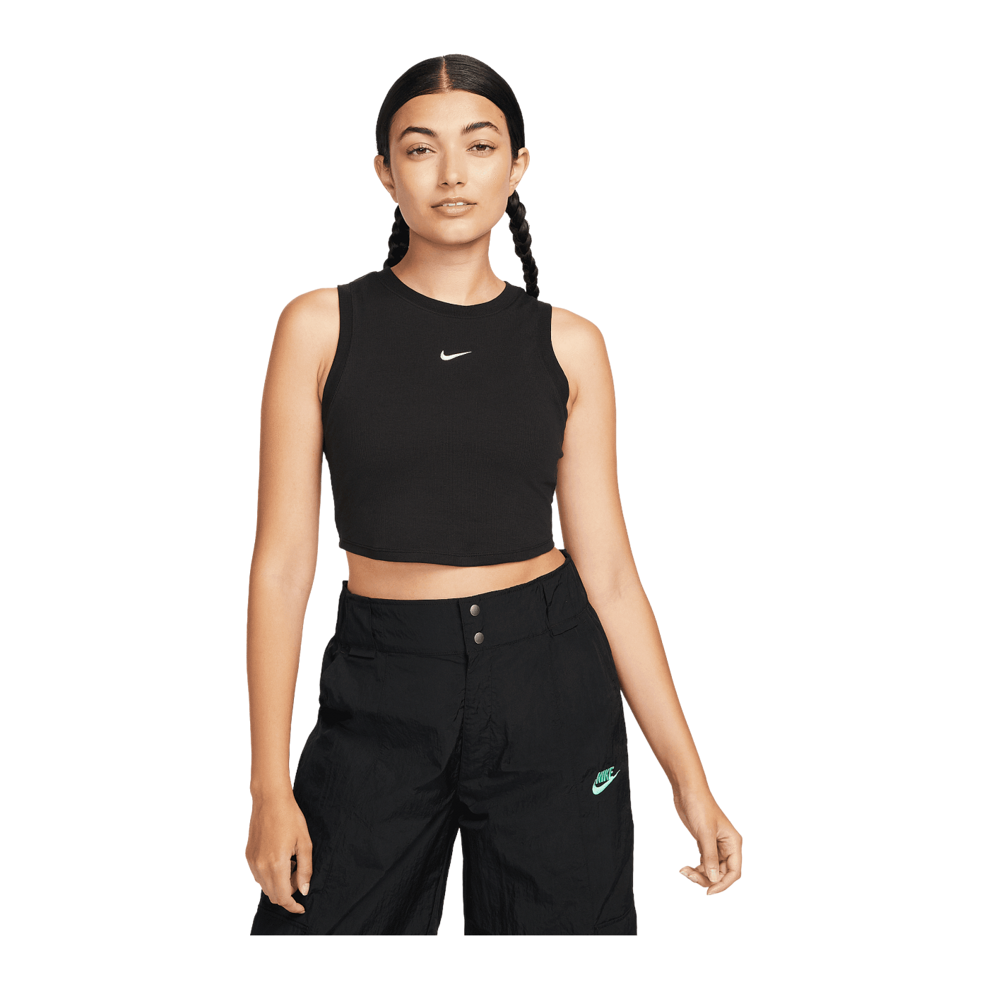 Nike Chill Knit Mini Rib Crop Tanktop Damen Schwarz F010