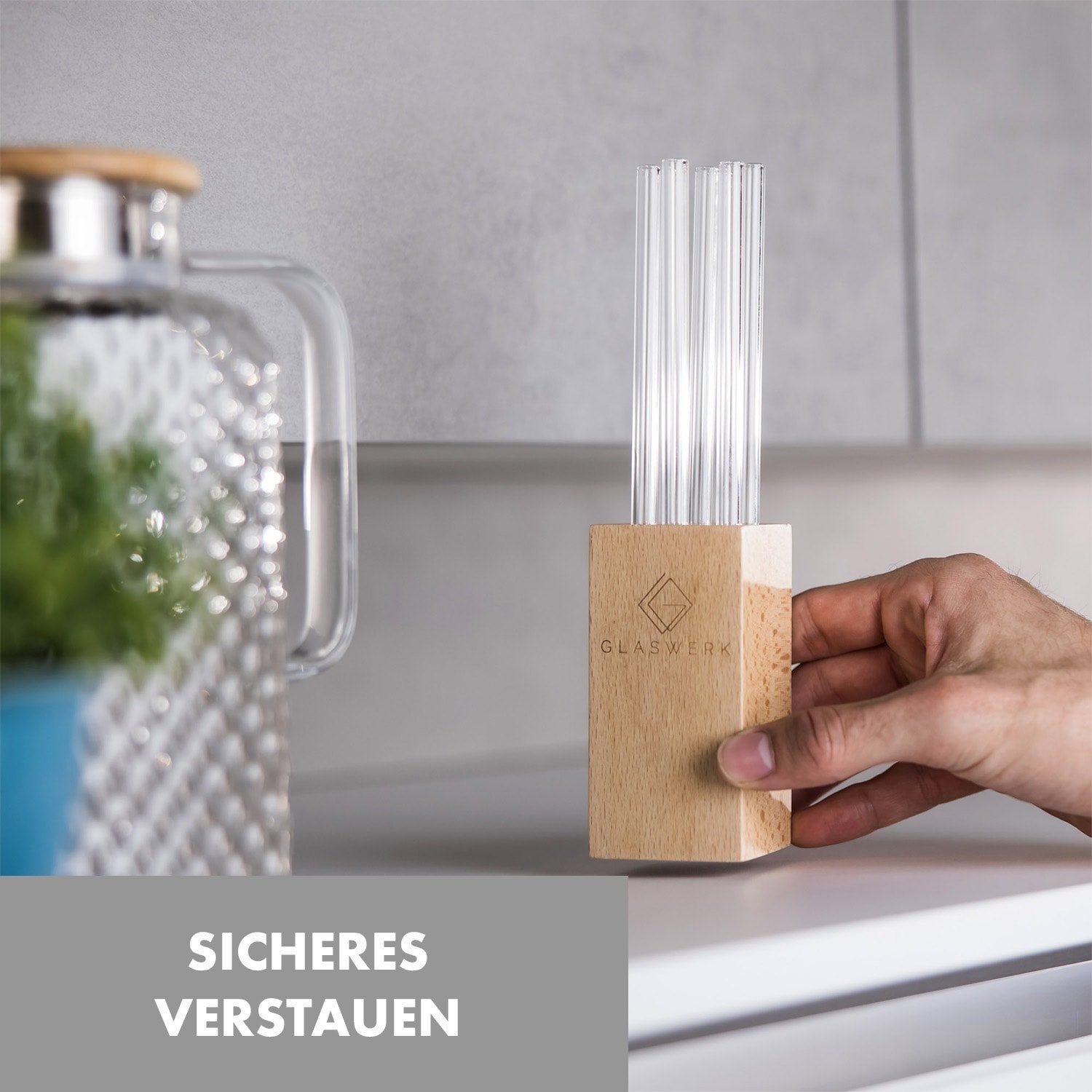 Klarstein Thermoglas Glaswerk Frezzeria Glasstrohhalme, Borosilikatglas