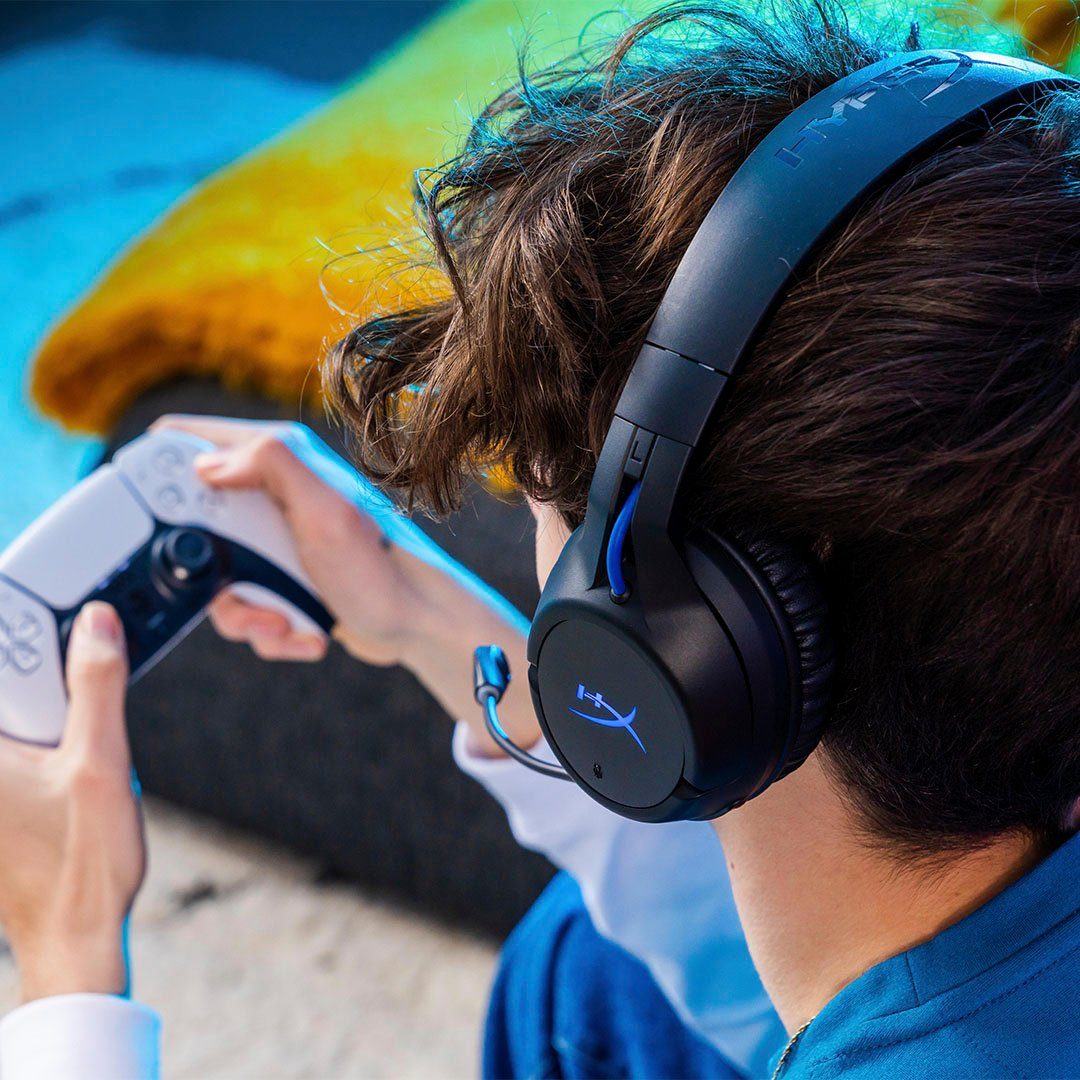 HyperX Cloud Flight Wireless Black/Blue für PlayStation Gaming-Headset (Mikrofon abnehmbar, Rauschunterdrückung, Wireless)