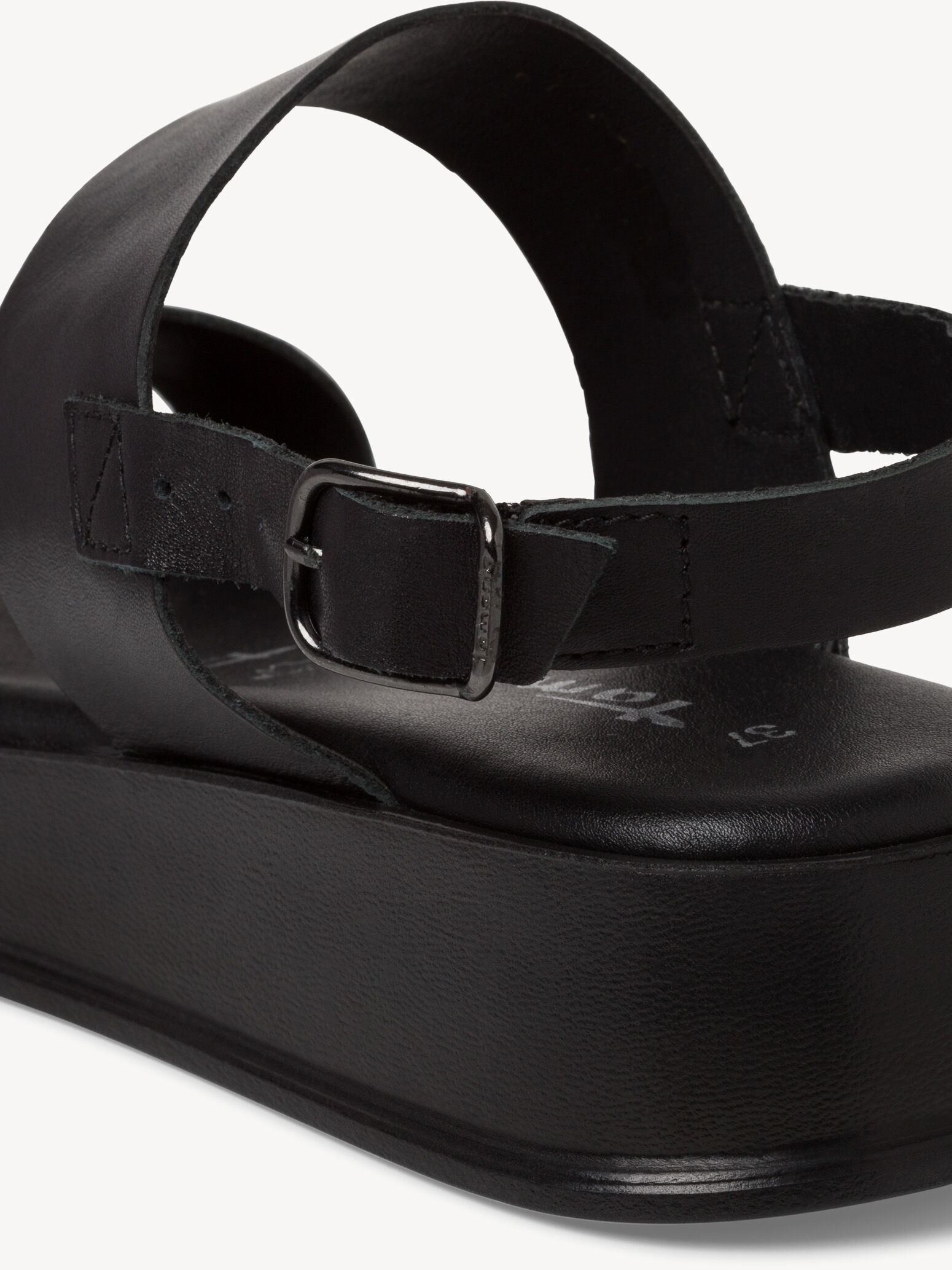Sandale à talon en cuir - noir