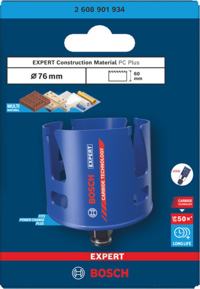 Carotă Bosch Blue Accessories 2608901934 EXPERT Power-Change 76 mm