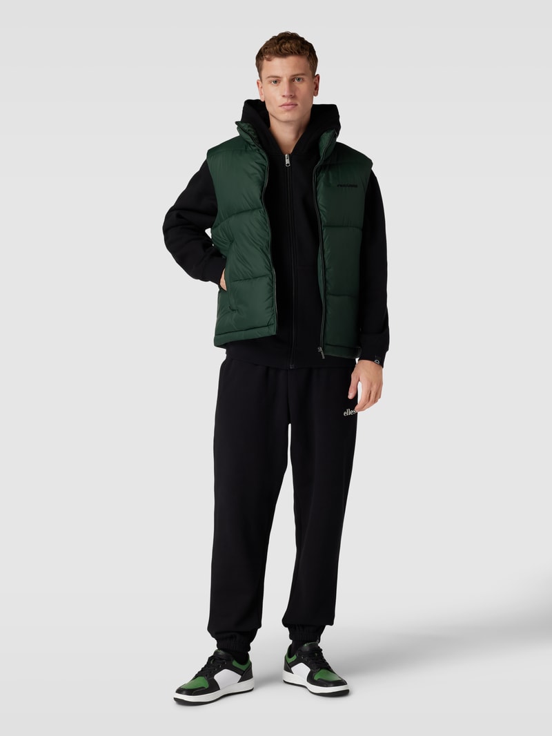 Steppweste mit Label-Stitching Modell 'LANDIN' in dunkelgrün