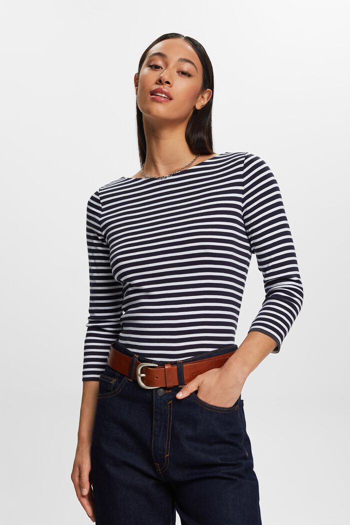 Gestreiftes Longsleeve mit Bootausschnitt