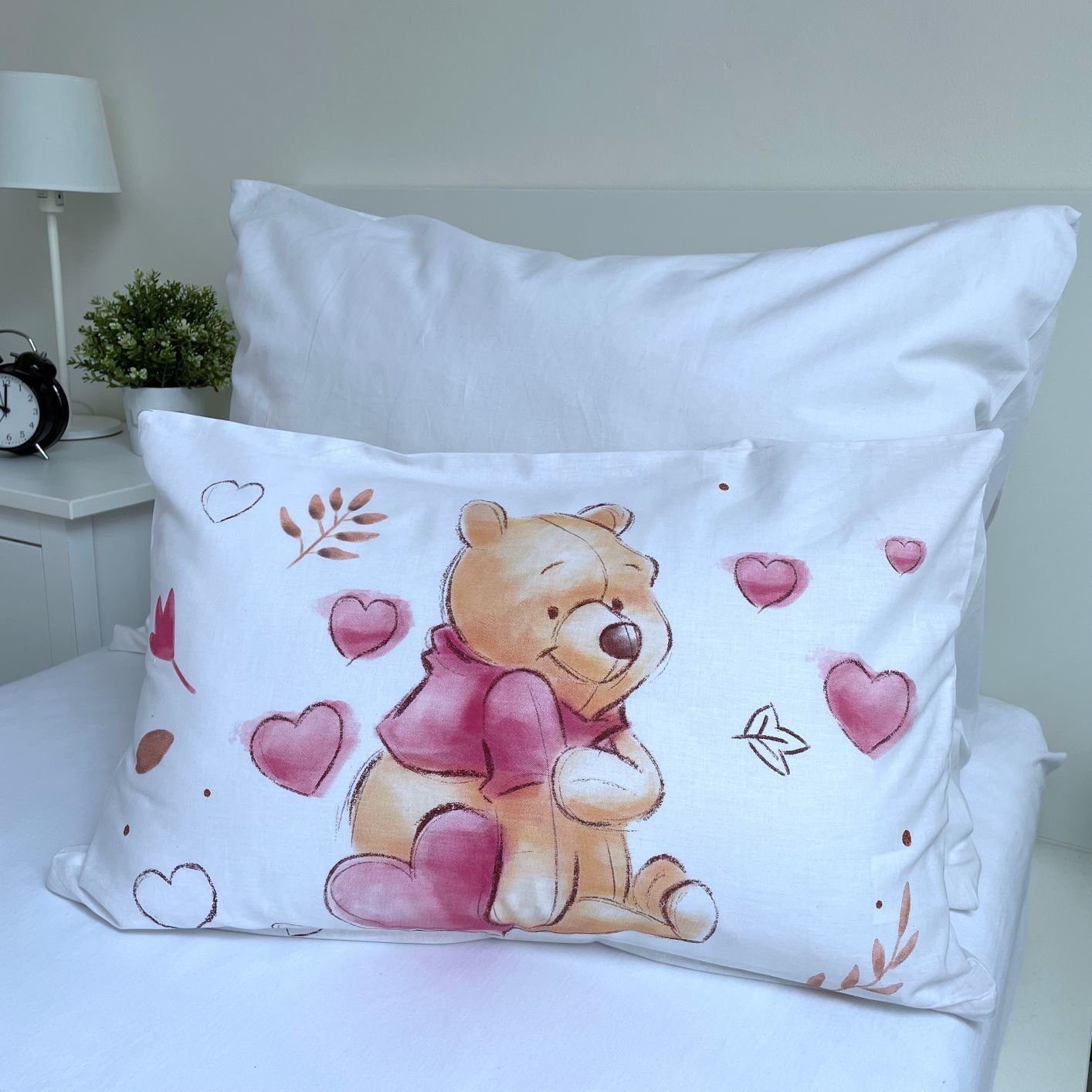 Babybettwäsche Winnie Pooh Kinder Bettwäsche Kopfkissen Bettdecke  100x135 cm,  Winnie Puuh, Renforcé, 2 teilig, 100% Baumwolle