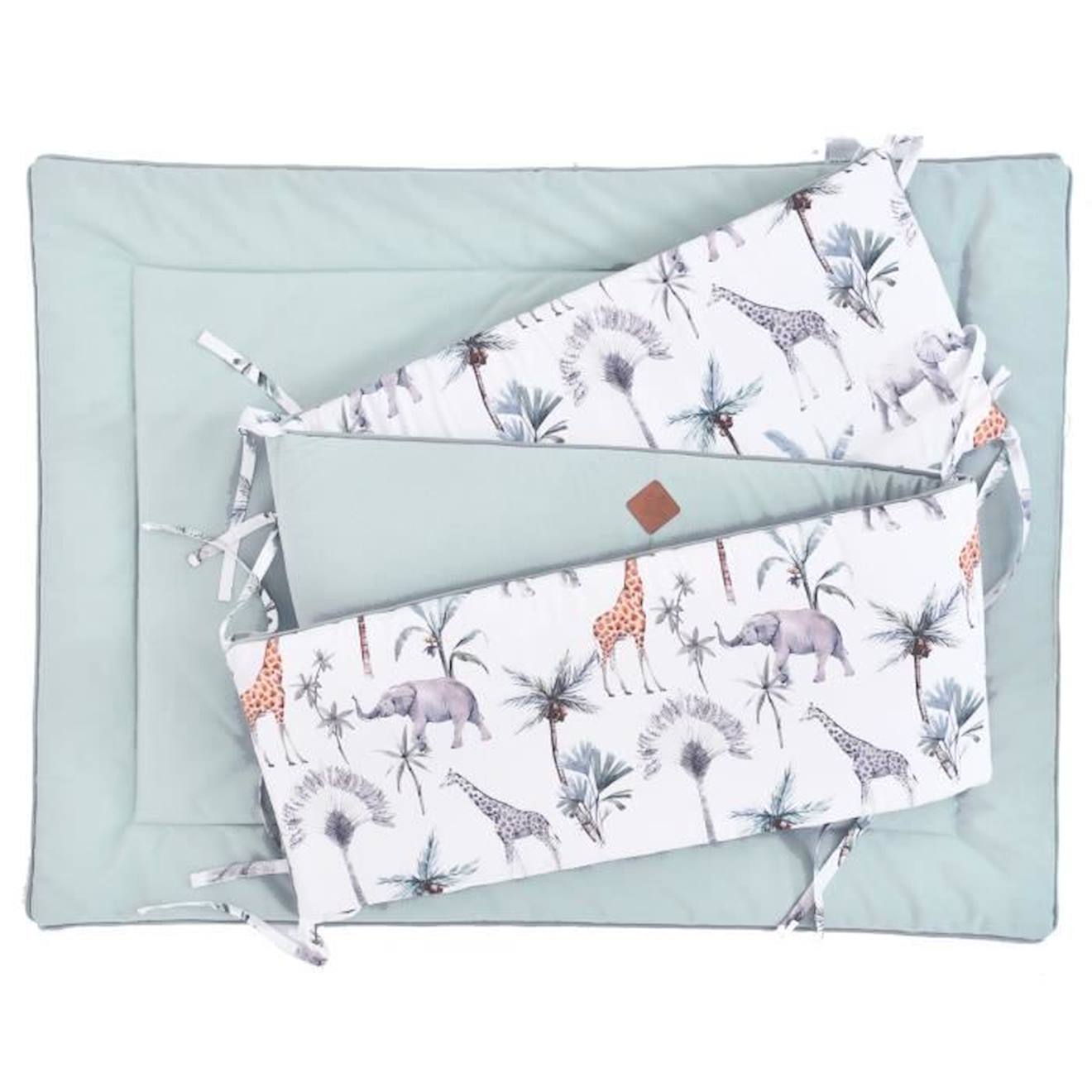 Tour de lit universel et réversible, SAFARI Multicolore Pour lit bébé de 60x120 ou 70x140 cm vert