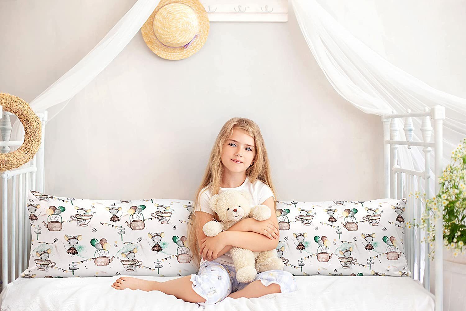 Amilian Seitenschläferkissen 150 cm x 40 cm (Made in EU), Stillkissen, Lagerungskissen, Schwangerschaftskissen zum Schlafen, Pregnancy Pillow, Lagerungskissen mit Bezug