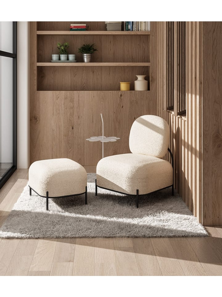 KADIMA DESIGN Lounge Sessel Beige mit Schwarzen Metallbeinen günstig kaufen onesize