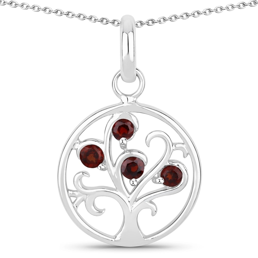 Rafaela Donata Chaîne Tree of Life Argent sterling Grenat en Argent Bijoux