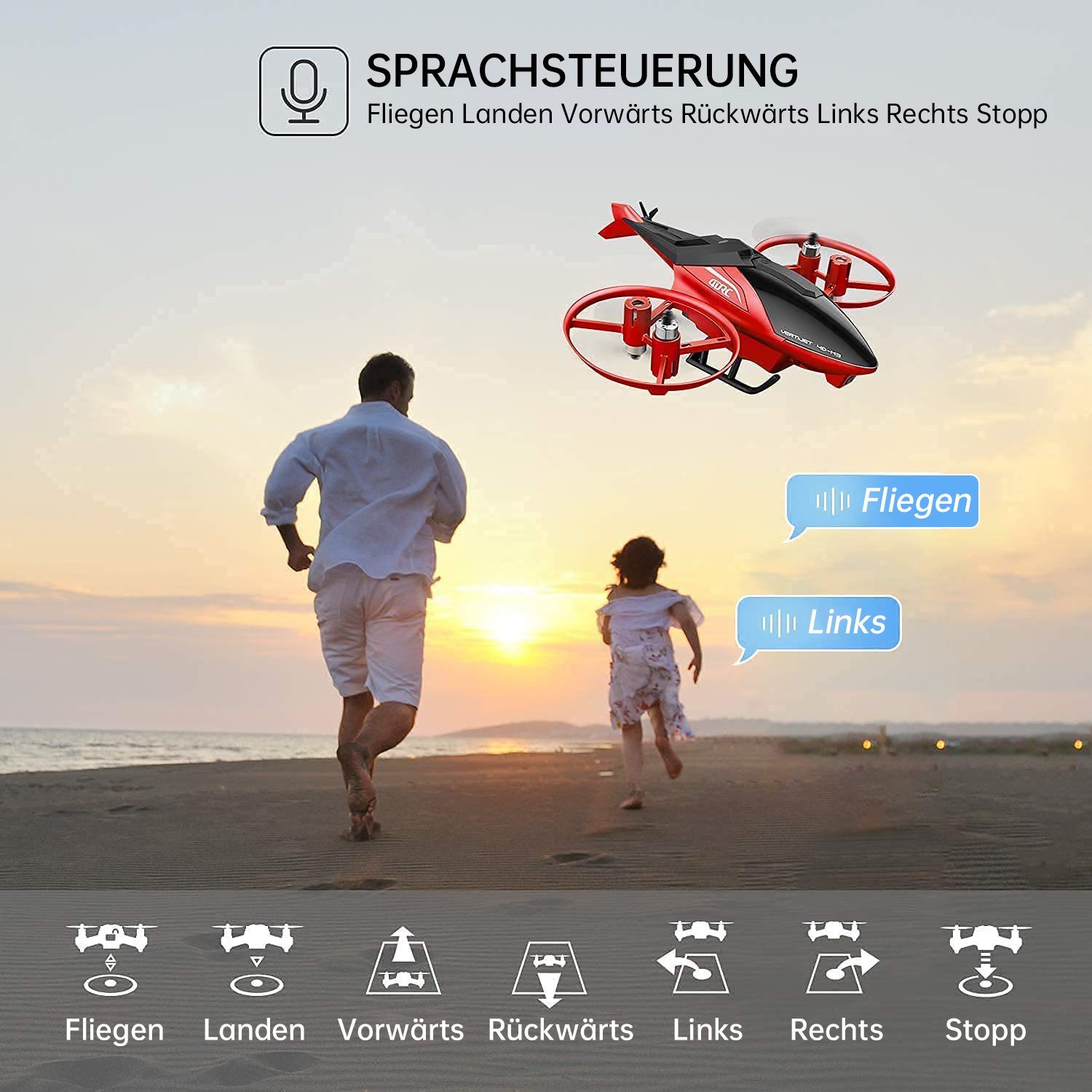 4DRC M3 Hubschrauber-Drohne Spielzeug-Drohne (1080p Full HD, FPV-Live-Video-RC-Quadcopter für Anfänger, 3D-Flips, Gesten-Selfie)