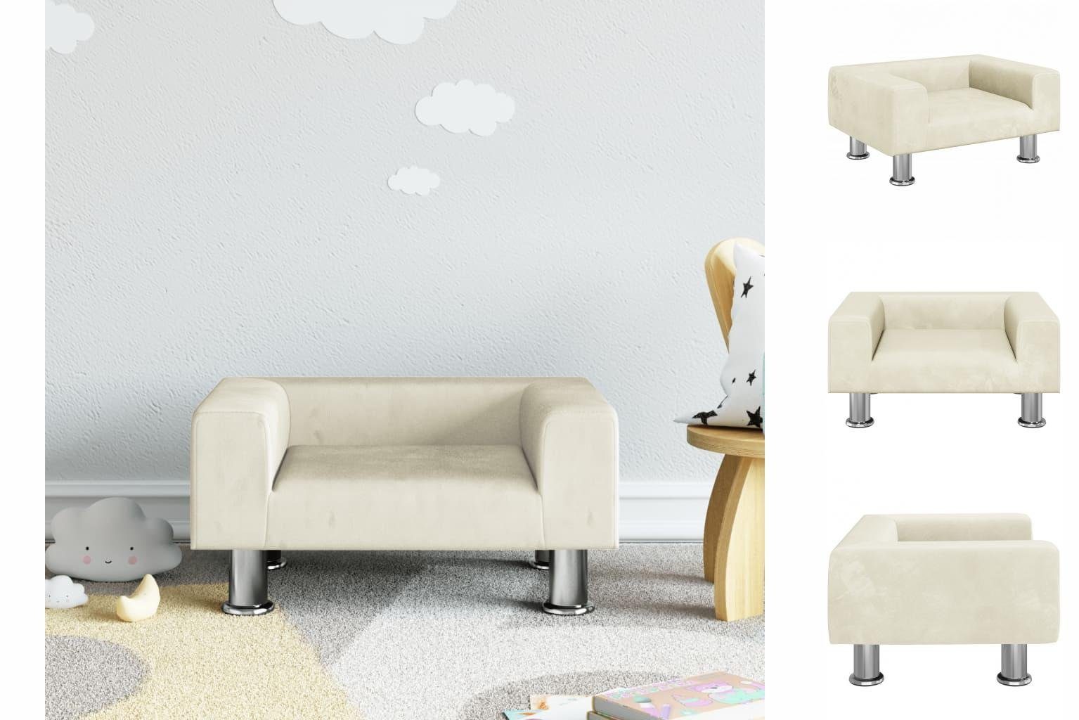 vidaXL Kindersofa Kindersofa Creme 50x40x26,5 cm Samt Kindercouch Kindermöbel Kinderzimm