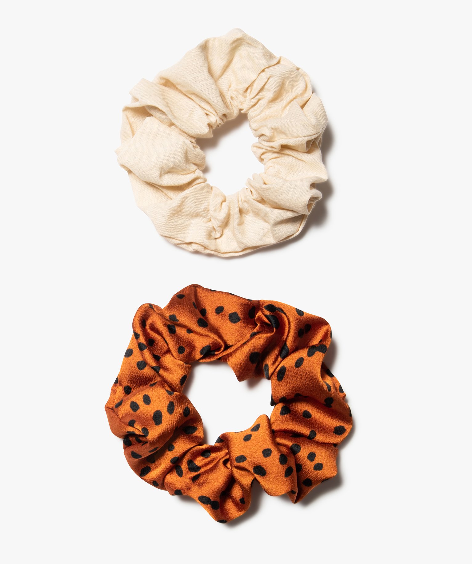 Chouchou femme imprimé pois (lot de 2) marron | GEMO
