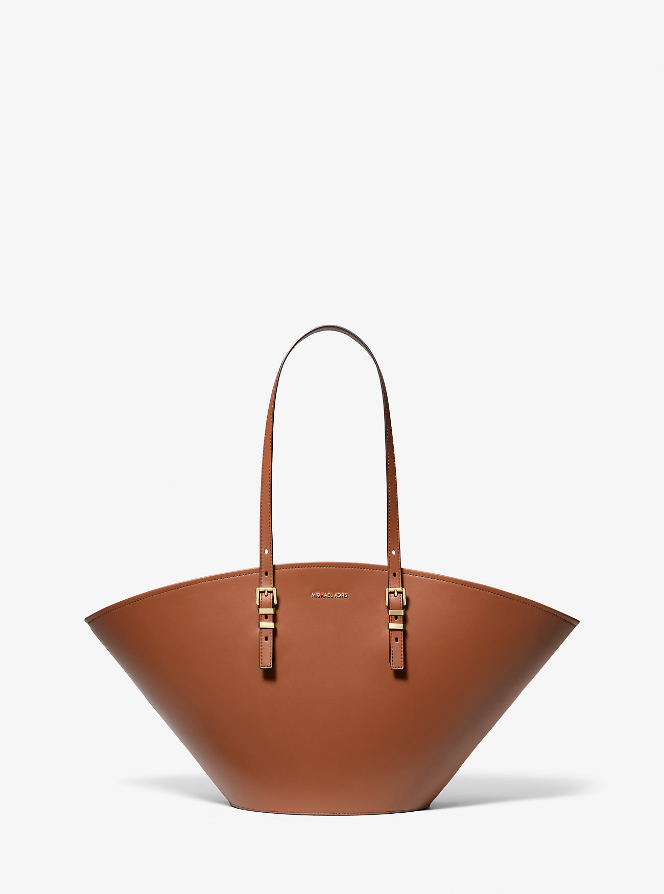Isa Large Leather Tote Bag - LUGGAGE