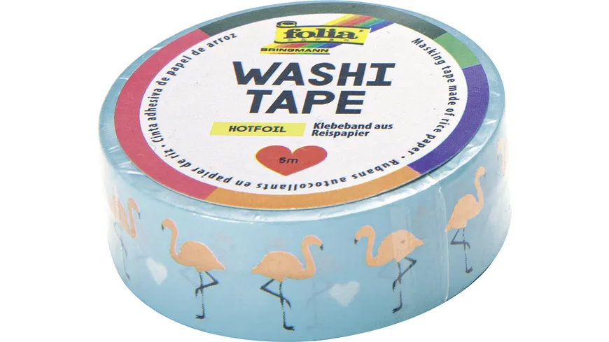 folia washi-Tape Hotfoil Flamingos rose-gold 5 m