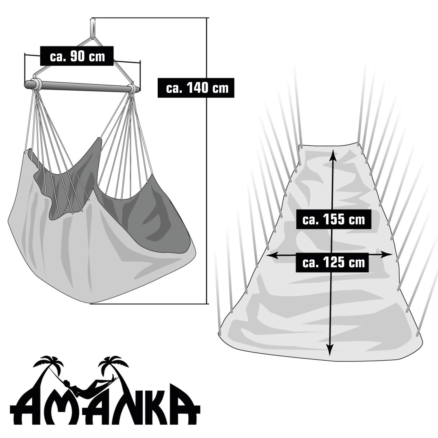 AMANKA 155 x 125 cm XL Hängesessel