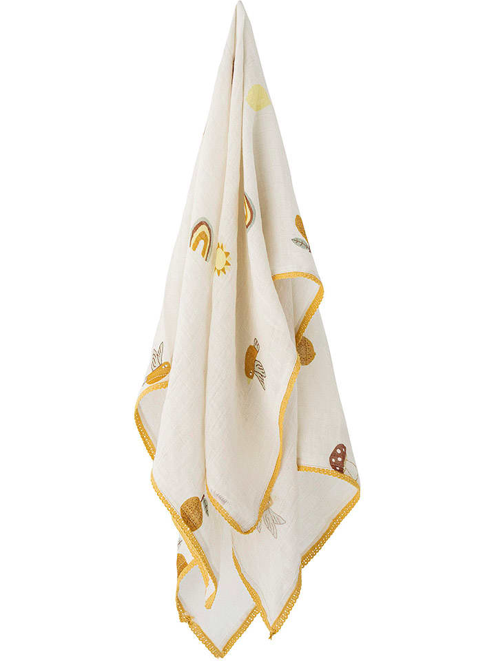 Bloomingville Kuscheldecke in Weiß/ Gelb - (L)100 x (B)80 cm günstig kaufen onesize