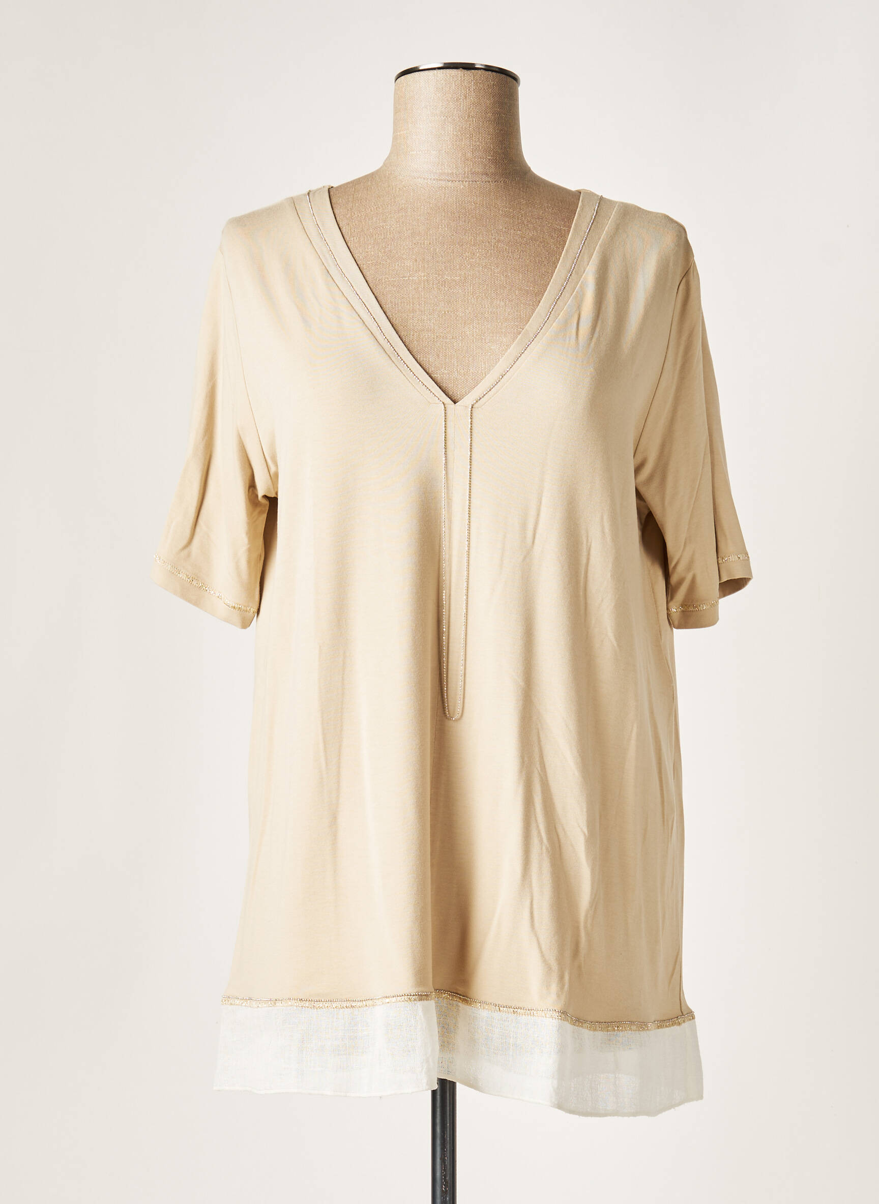 D Exterior Tuniquemanchecourte Femme couleur beige