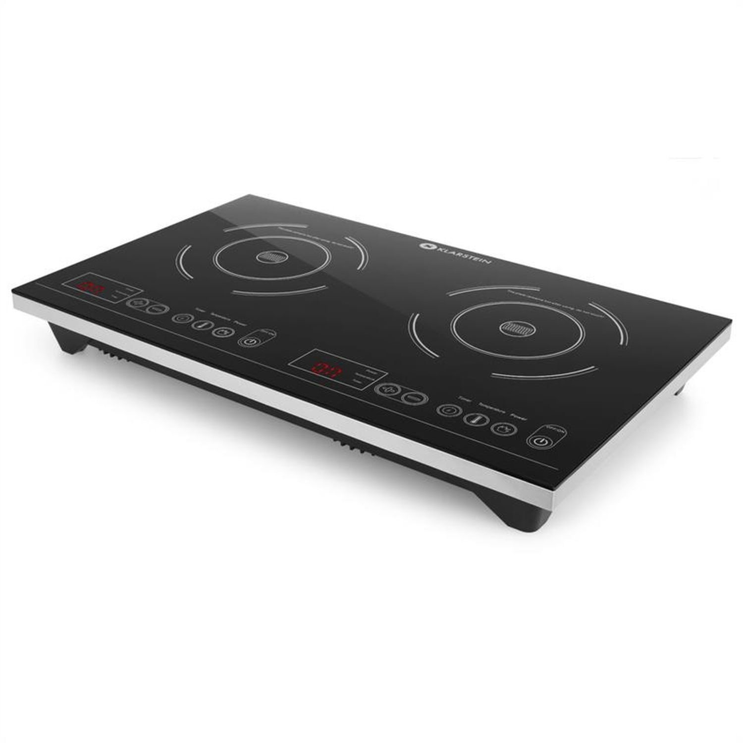 Klarstein Induktions-Kochfeld VariCook XL Doppel-Induktions-Kochfeld 3100W Timer 240°C Touch CP3-VARICOOK XL-H, Induktionskochfeld 2 Zonen Glaskeramik Kochfeld Induktion