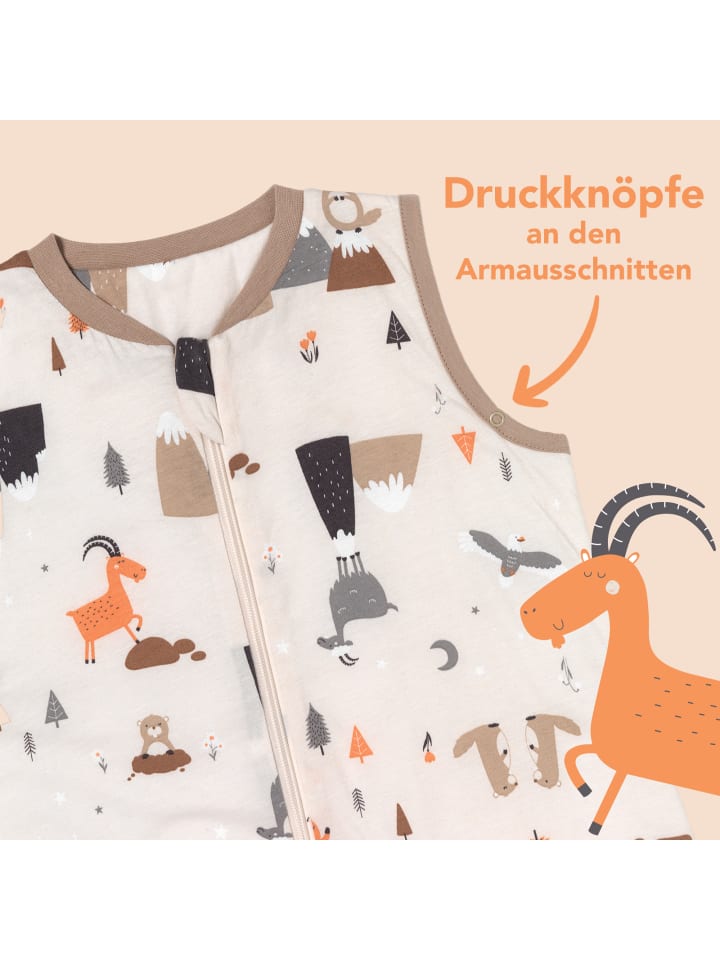 Schlummersack Schlafsack mit Füßen und umklappbaren Bündchen 1.0 TOG in Orange günstig kaufen