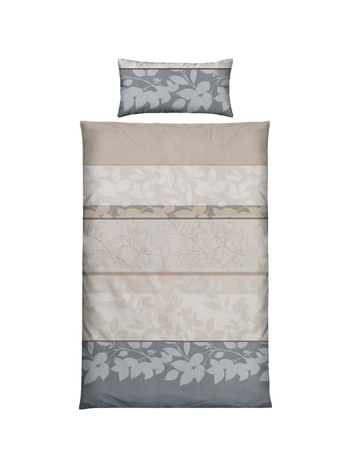 REDBEST Microfaser-Satin, Microfaser Bettwäsche in beige-grau günstig kaufen