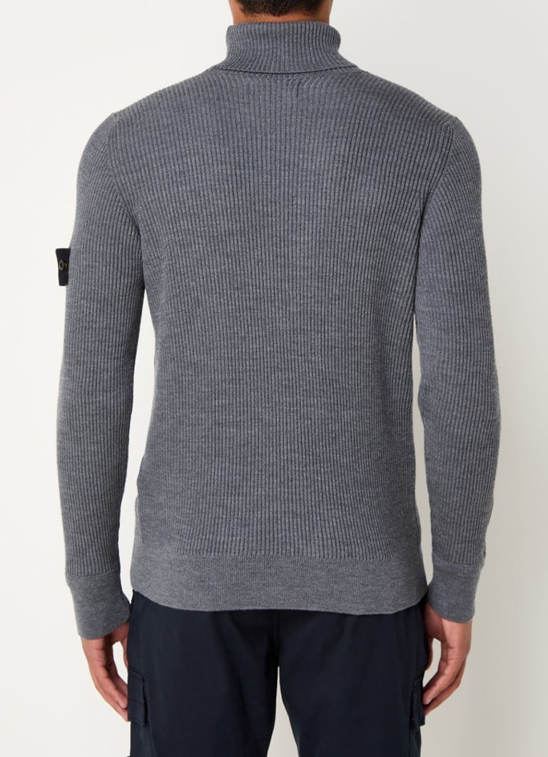 Πουλόβερ Stone Island 552C2 με ριμπ ύφανση από μαλλί-βαμβάκι και λογότυπο