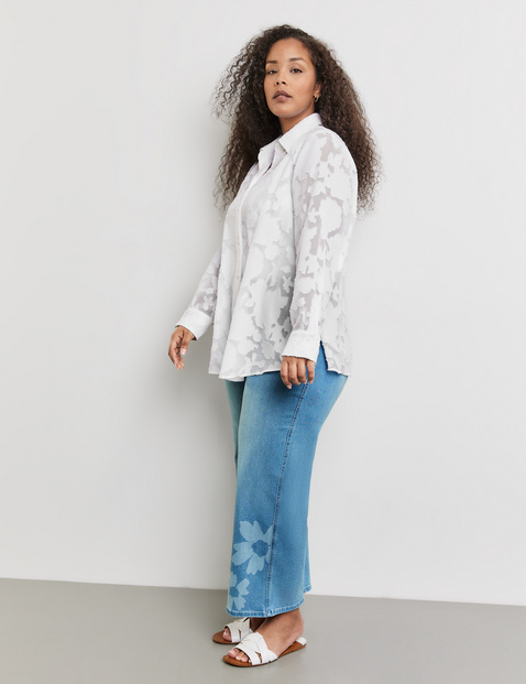 Bluse mit transparentem Blumenmuster