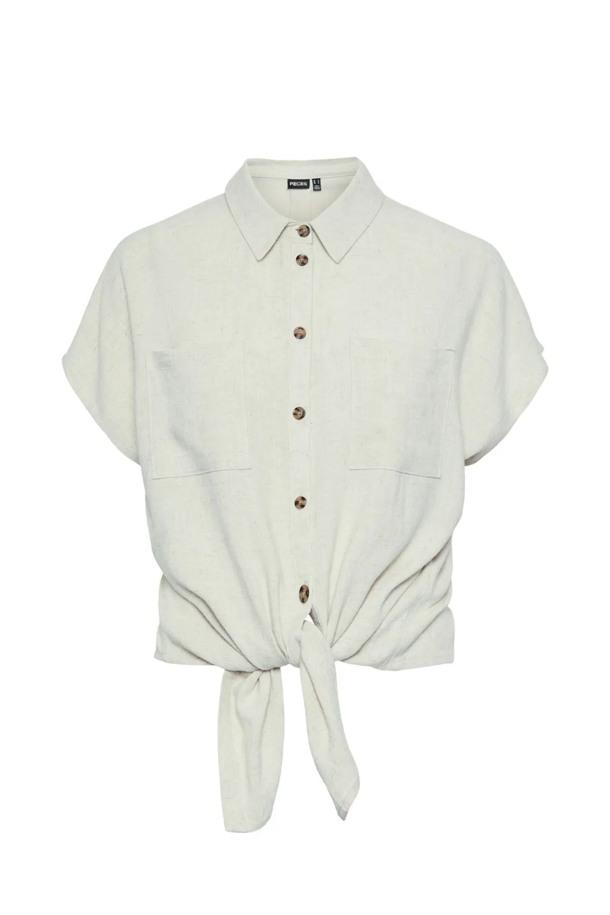 PIECES  PCVINSTY SS LINEN TIE SHIRT NOOS BC