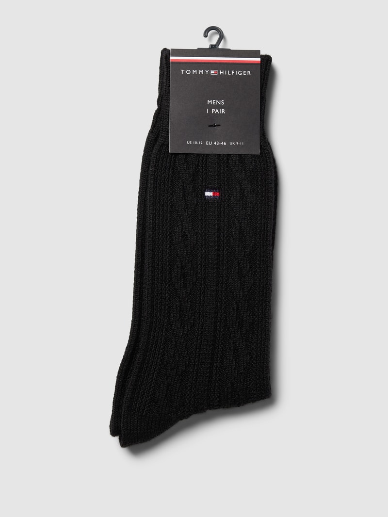 Socken mit Zopfmuster Modell 'CABLE' in schwarz