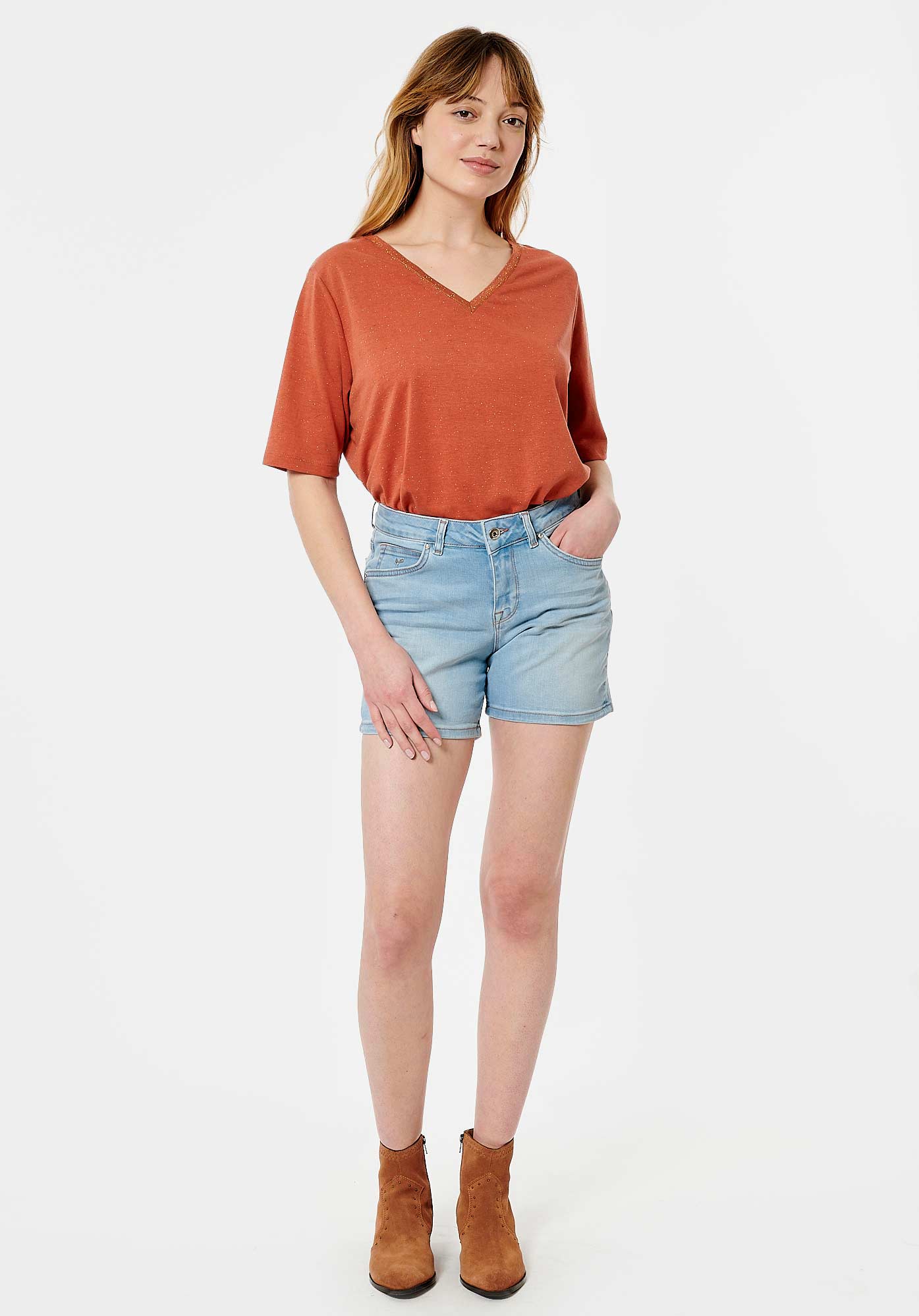 JAIME  T-shirt orange pailleté Femme