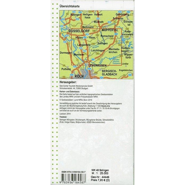 NRW Wanderkarte 48 Solingen, Remscheid, Hilden, Burscheid, Wermelskirchen  1 : 25 000 - Wanderkarte