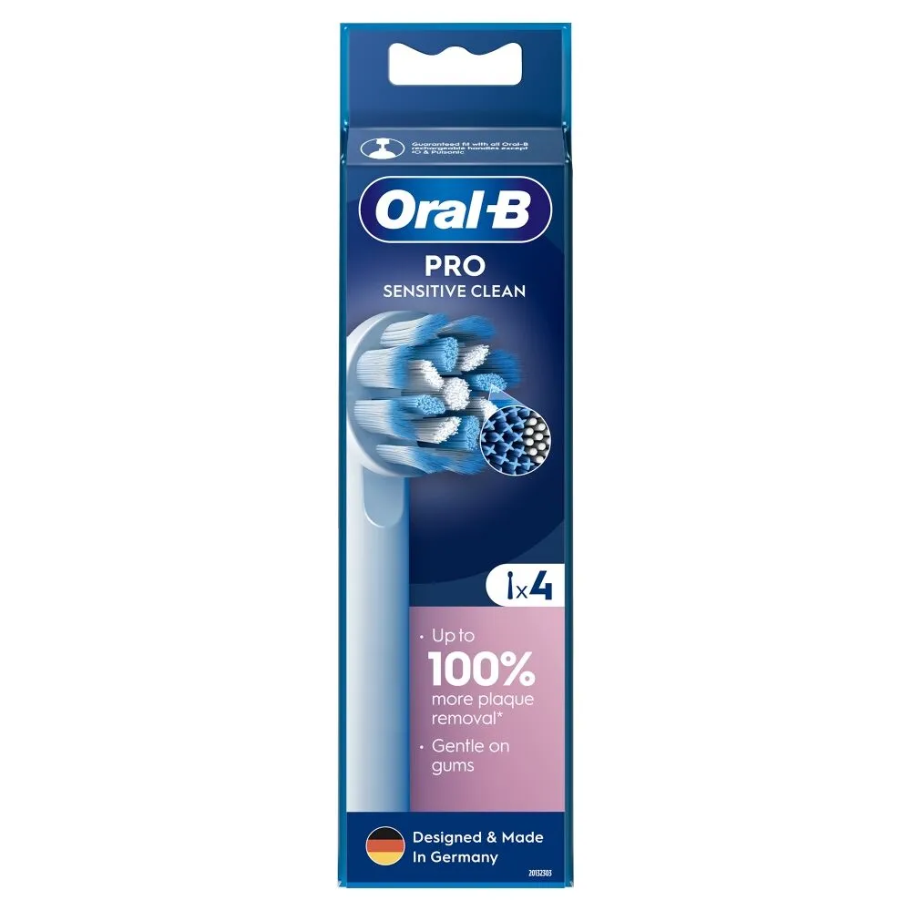 Cabezales de repuesto para cepillo de dientes eléctrico Oral-B EB60-4 para dientes sensibles, paquete de 4 unidades.