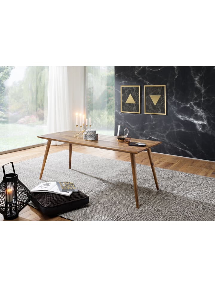 KADIMA DESIGN Massivholz Esstisch im Retro Landhausstil, handgefertigt, Sheesham-Holz günstig kaufen