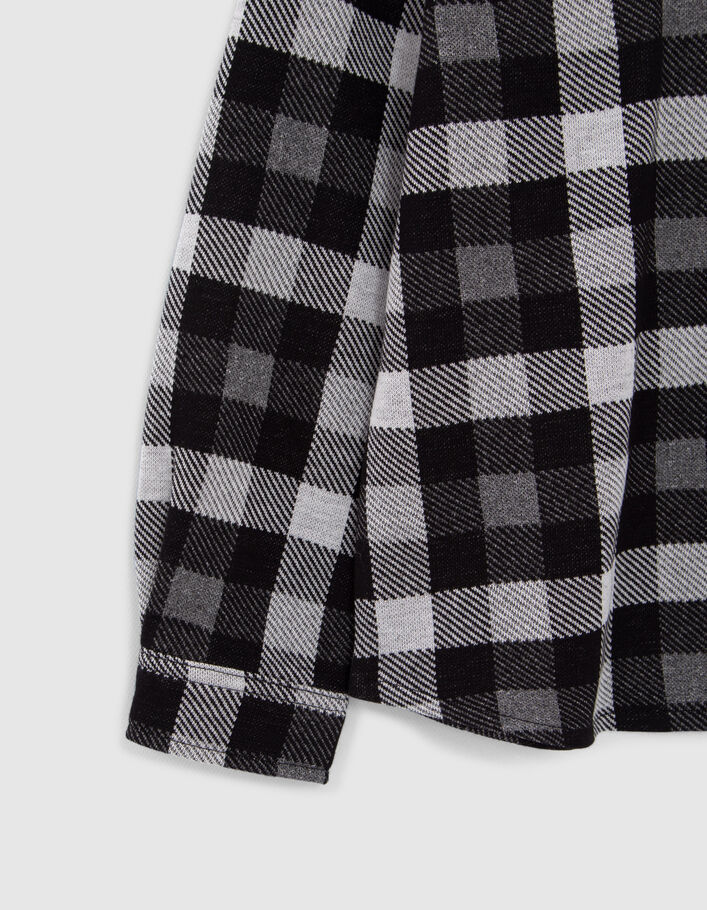 Chemise noire à carreaux capuche amovible garçon