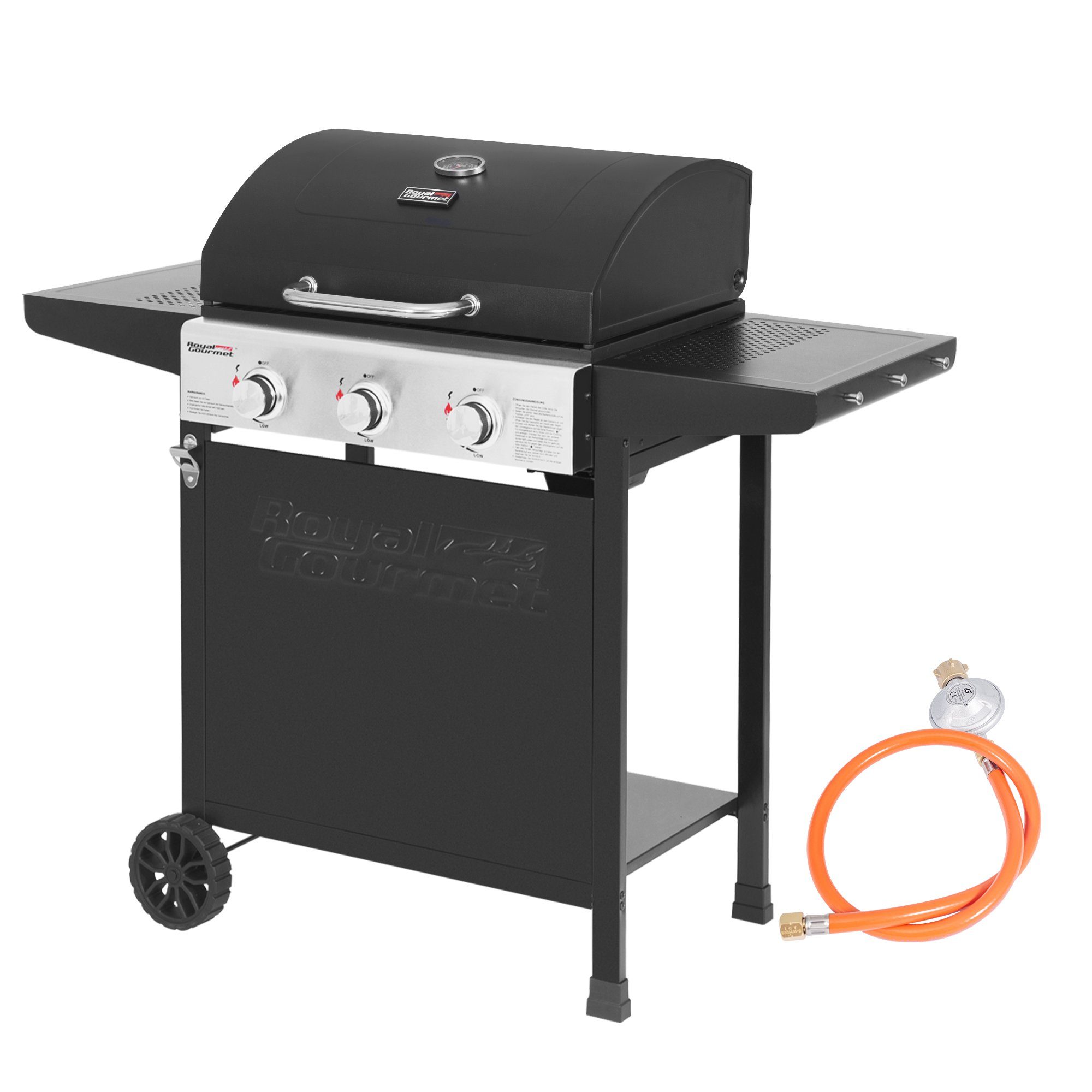 Royal Gourmet Gasgrill 3 Brenner, 9 kW Camping Gaskocher mit Kochplatte, B x T x H: 121,6 x 57,8 x 105 cm