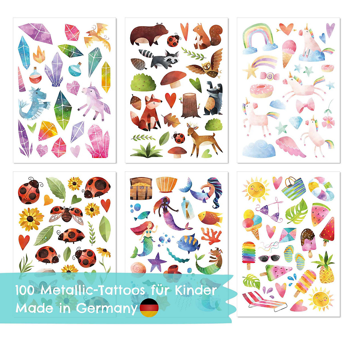 Tattoo Set, Wasserfarben Mädchen